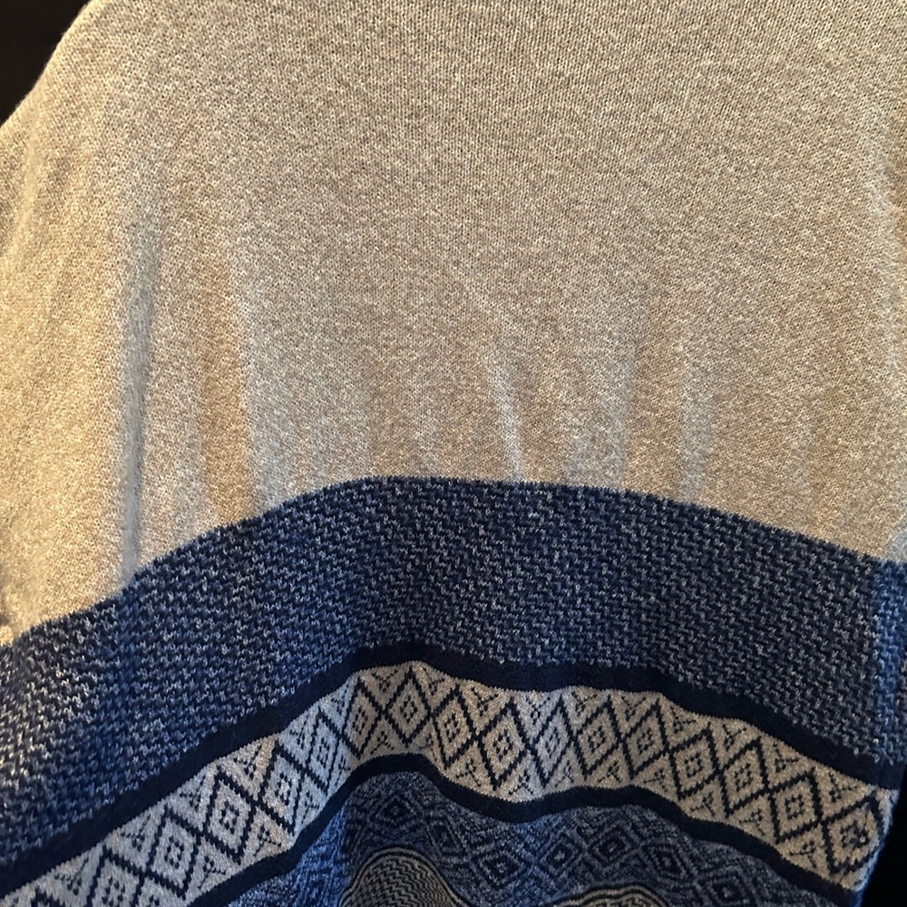 Pink Clover Blue and Beige Patterned Open Front Cardigan - Picture 7 of 7